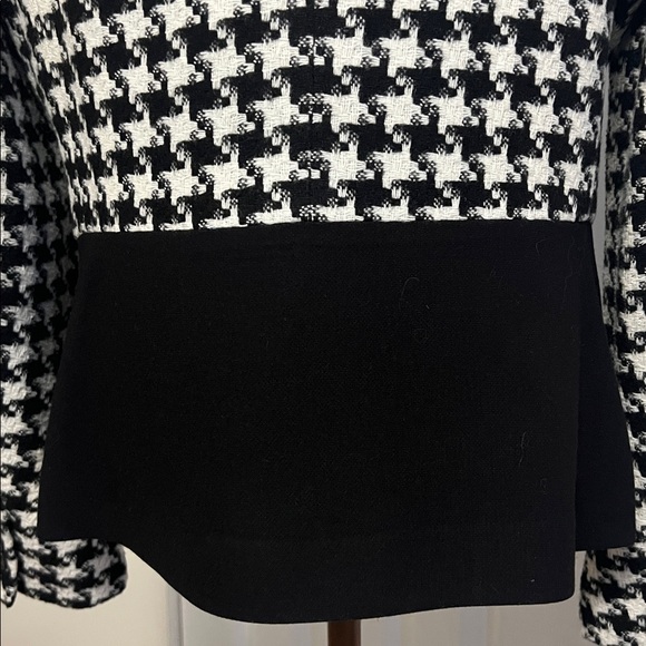Talbots Black and White Houndstooth Colorblock Women's Collarless Jacket Size 10 - Picture 8 of 15
